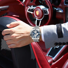 POEDAGAR 695 Men's Luxury Sports Watch Stainless Steal