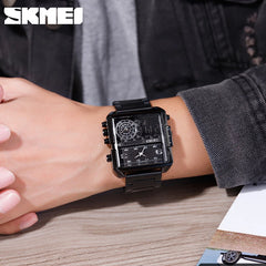 SKMEI 1584 Men's Dual Time Business Watch Luxury Digital Watch