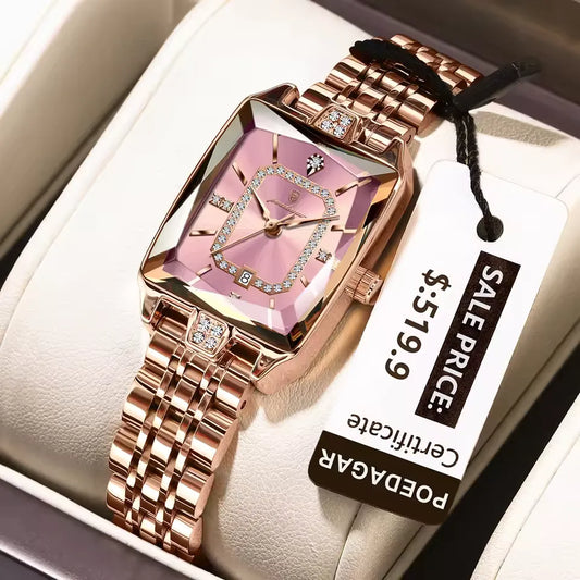 Poedagar 785 luxury women's quartz watch with a brown leather strap and elegant dial, showcasing sophisticated design.