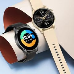 Colmi V73 Smart Watch displaying digital time and fitness tracking features on a black strap and sleek screen.