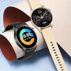 Colmi V73 Smart Watch displaying digital time and fitness tracking features on a black strap and sleek screen.