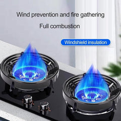Pair of black gas stove savers from Tarjah Mart, made of durable material, placed on a kitchen stove to protect surfaces.