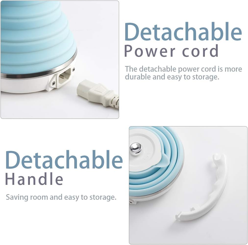 Tarjah Mart electric folding kettle with digital display, compact design, and foldable handle for easy storage and use.