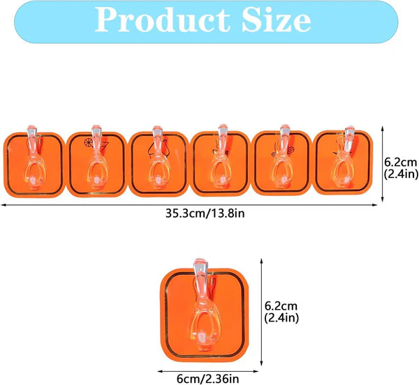 Tarjah Mart AM5095 Six Hook Sticky Wall Hanger with six multipurpose wall hooks on a clean wall surface.