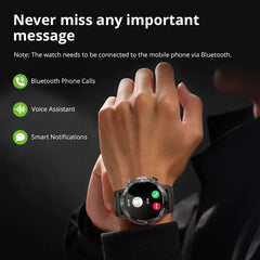 Colmi M42 smartwatch with 1.43-inch AMOLED display, black band, and sleek design, showcasing its modern smart watch features.