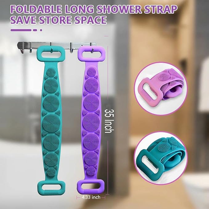 Silicone body scrubber from Tarjah Mart for cleaning and exfoliating the skin, featuring a flexible, textured surface.
