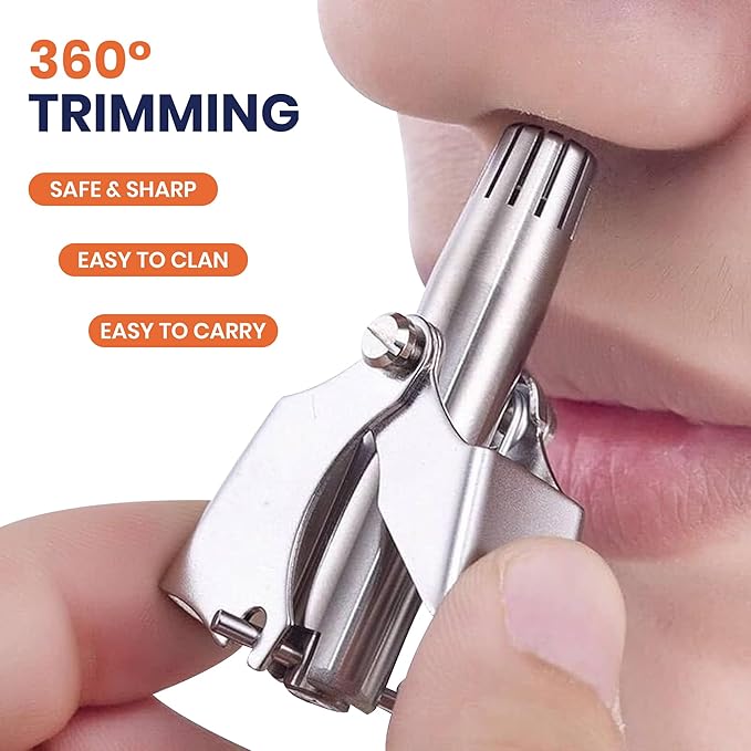 Tarjah Mart nose trimmer with stainless steel blades and ergonomic design for safe, precise nose hair grooming.