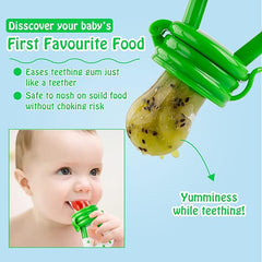 Baby fruit pacifier from Tarjah Mart with colorful fruit design, soft silicone nipple, and baby-safe materials.