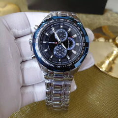 Silver Curren 8023 men's quartz watch with waterproof design and classic style, featuring a round dial and metal strap.