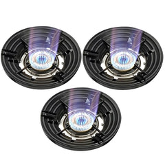Pair of black gas stove savers for kitchen use, designed to protect stove surfaces from spills and stains.