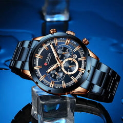 Curren 8355 men's stainless steel watch with black dial and silver-tone bracelet, featuring a sleek, modern design.