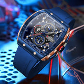 Curren 8442 men's watch with a blue dial and silver case, featuring a sleek design and adjustable strap.