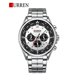 Men's Curren 8399 stainless steel watch with round dial and metal band, featuring a sleek and modern design.