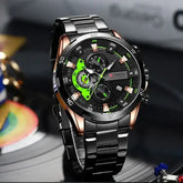 Men's black stainless steel Curren 8402 watch with round dial and metal bracelet, stylish and durable men's wristwatch.