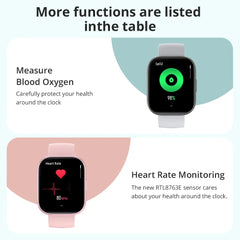 Colmi P68 Smartwatch displaying digital time and health tracking features on a black band.