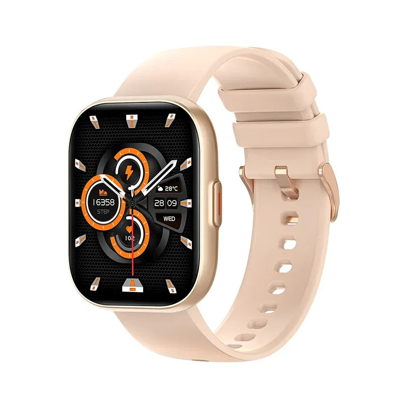 Colmi P68 Smartwatch showing a colorful digital display with fitness and notification icons on a black strap.