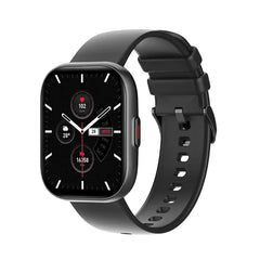 Colmi P68 smart watch displaying digital time, fitness tracking icons, and a sleek black band on a white background.