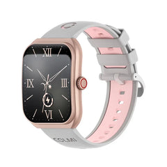 Colmi P86 smart watch with a black strap and digital display showing time and health stats, on a white background.