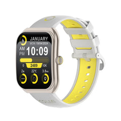 Colmi P86 smart watch with digital display, fitness tracking, and sleek design, shown on a wrist with a black strap.