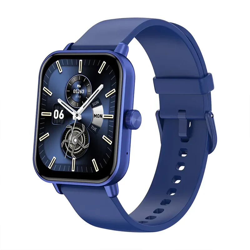 Colmi P81 Smartwatch displaying sports modes and fitness tracking features on a sleek black band.