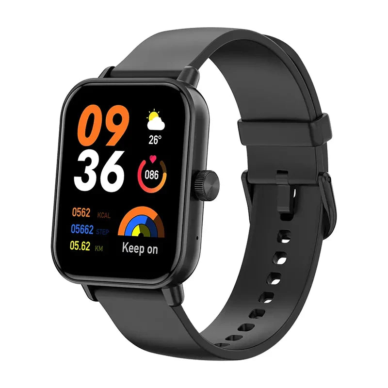 Colmi P81 smart watch displaying sports modes and activity tracking on its screen.