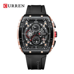 Black Curren 8442 men's watch with a sleek round dial and metal band, showcasing a stylish and modern design.