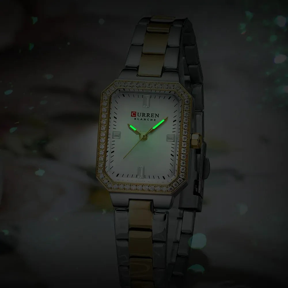 Light blue Curren CUREEN 9102 luxury women's waterproof quartz watch with a sleek design and silver accents.