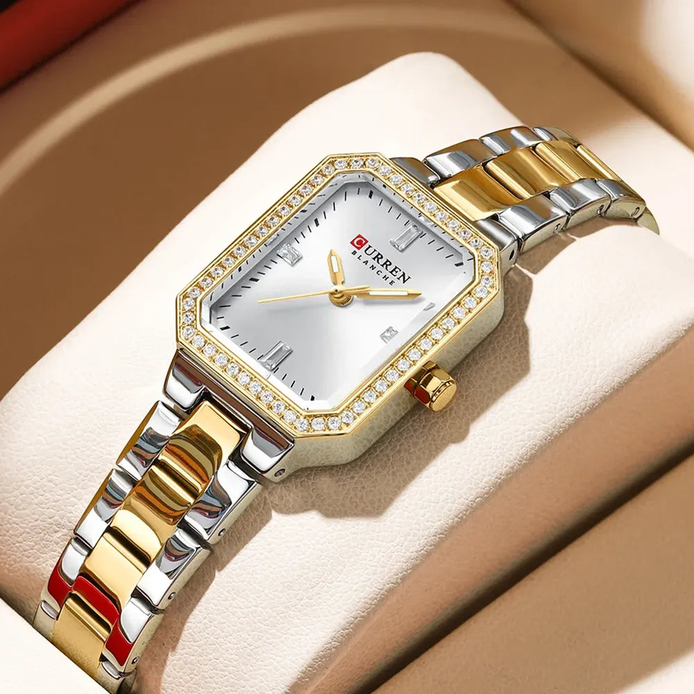 Light blue Curren CUREEN 9102 luxury women's waterproof quartz watch with a sleek design and silver accents.