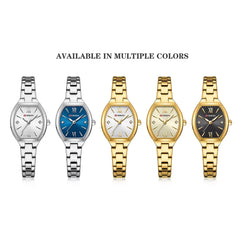 Curren 9112 luxury women's quartz stainless steel watch with silver case and white dial, stylish and elegant timepiece