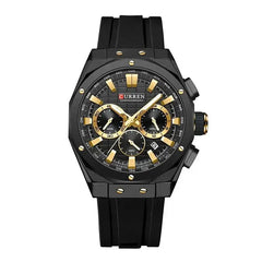 Curren 8464 men's sports quartz watch with multi-functional features, waterproof design and modern style.