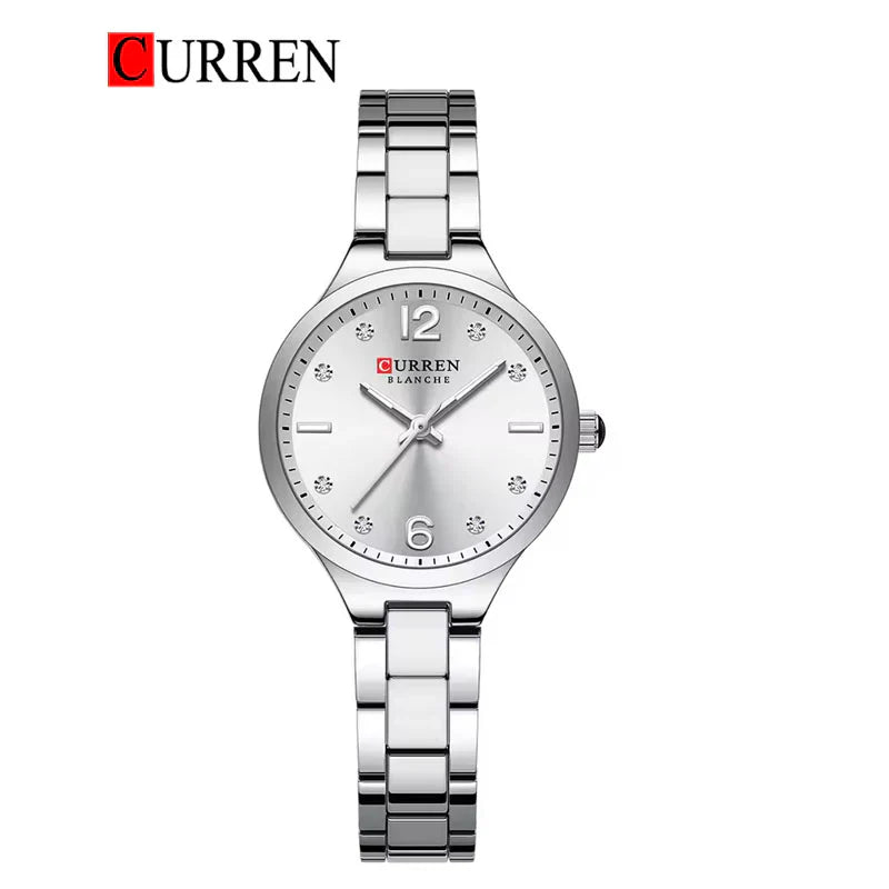 Women's stainless steel watch by Curren, model 9105, featuring a sleek design and analog display.