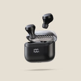 Oraimo AirBuds 4 ENC true wireless earbuds with sleek design and charging case, showcasing their compact, modern look.
