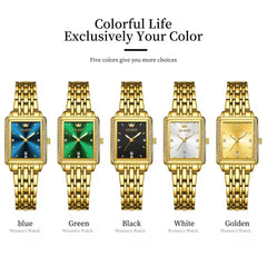 OLEVS 9995 elegant quartz ladies watch with a sleek design, displayed on a white background.