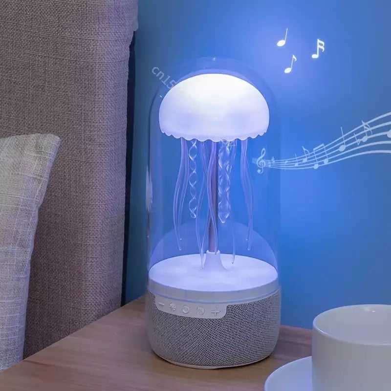 Tarjah floating jellyfish Bluetooth speaker with RGB lamp, showcasing a luminous, aquatic-inspired light display and sleek design.