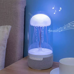 Tarjah floating jellyfish Bluetooth speaker with RGB lamp, showcasing a luminous, aquatic-inspired light display and sleek design.