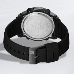 Naviforce 7104 digital men's fashion watch in black with a sleek display and modern design.