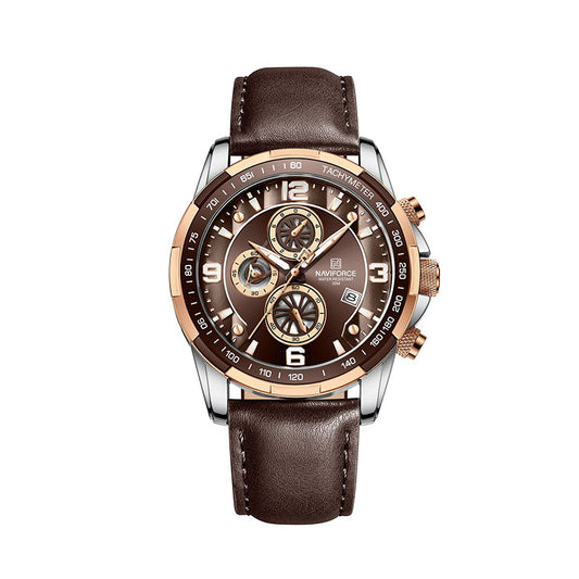 Naviforce NF8020L men's waterproof trend watch with black dial, stainless steel case, and adjustable strap.