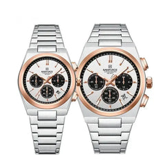 Naviforce NF8048 men's stylish classic watch with a sleek black dial and metal band, displayed on a white background.