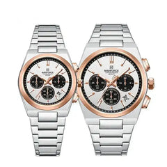 Naviforce NF8048 men's stylish classic watch with a sleek black dial and metal band, displayed on a white background.