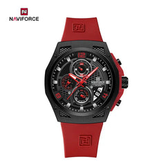 Naviforce men's fashion watch NF8051T with a sleek black dial and stainless steel band, stylish and modern for everyday wear.