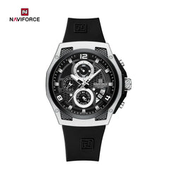 Naviforce men's fashion watch NF8051T with a sleek design, featuring a black dial and stainless steel band.