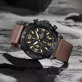 Naviforce NF8074 men's fashion watch with a black and brown dial, featuring a sleek design and durable strap.