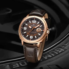Naviforce NF8078 men's fashion quartz watch with black dial and silver stainless steel band, stylish men's wristwatch.