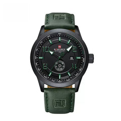 Naviforce NF9229 youth retro men's fashion watch showing a round dial with a black strap and modern design.