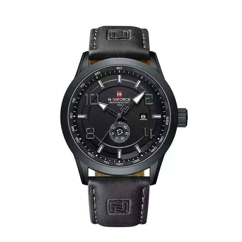 Naviforce NF9229 youth retro men's fashion watch with black dial and metal strap, showcasing a stylish and modern design.