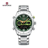 Naviforce NF9232 men's sport outdoor watch with dual display, multifunctional design, black dial, and durable strap.