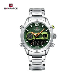 Naviforce NF9232 men's sport outdoor watch with dual display, multifunctional design, black dial, and durable strap.