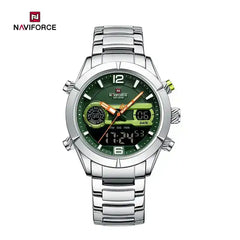 Naviforce NF9232 men's sport outdoor watch with dual display, multifunctional design, black dial, and durable strap.