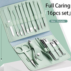 16-piece stainless steel nail cutter set with scissors and trimmers, perfect for pedicure and nail grooming by Tarjah Mart