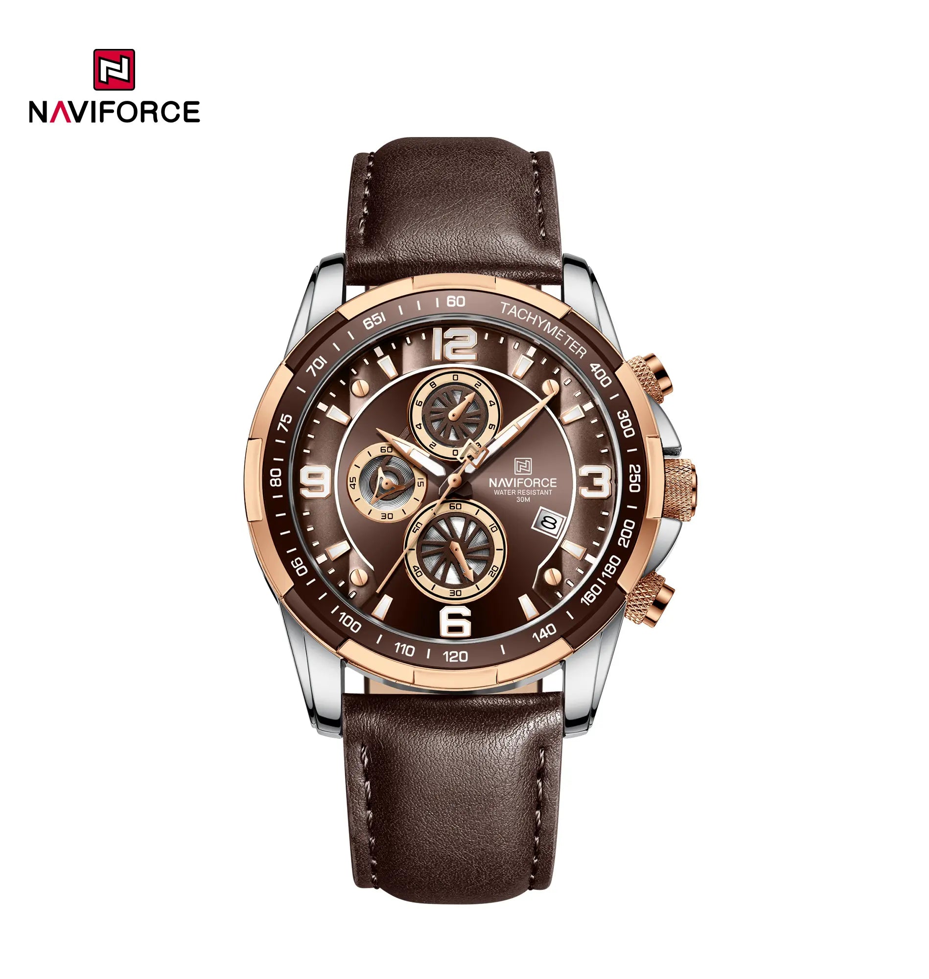 Men's Naviforce NF8020L Trend Waterproof Watch with black dial and stainless steel band, stylish and durable timepiece